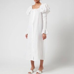 SLEEPER Opera Linen Dress White